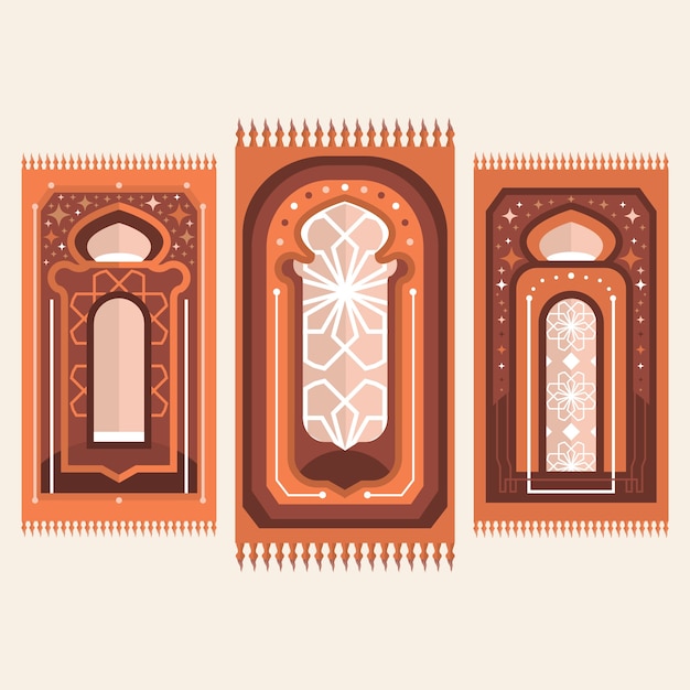 Flat design prayer mat illustration