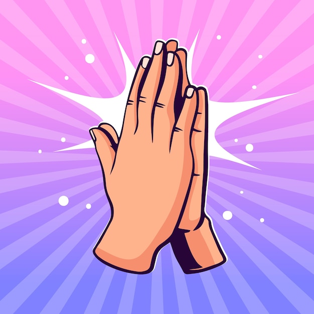 Free vector flat design praying hands cartoon illustration