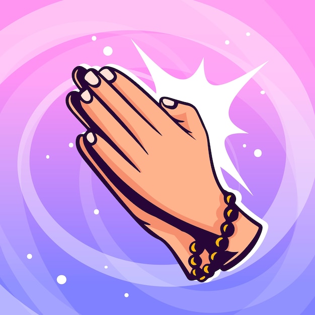 Free vector flat design praying hands cartoon illustration