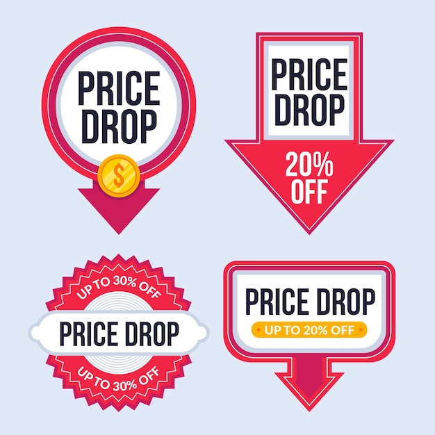 Free vector flat design price drop badges design