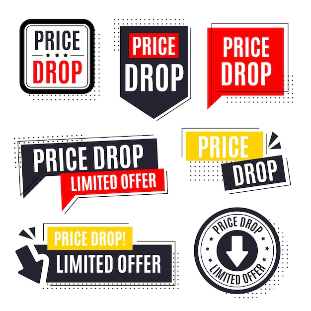 Flat design price drop badges