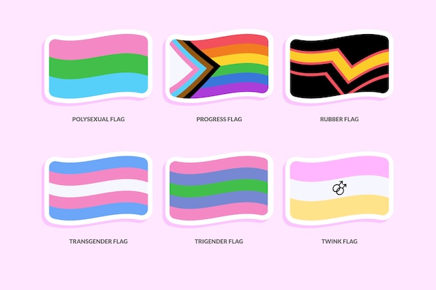 Free Vector flat design pride month lgbt flags set