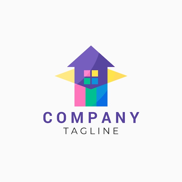 Flat design printing house logo design template