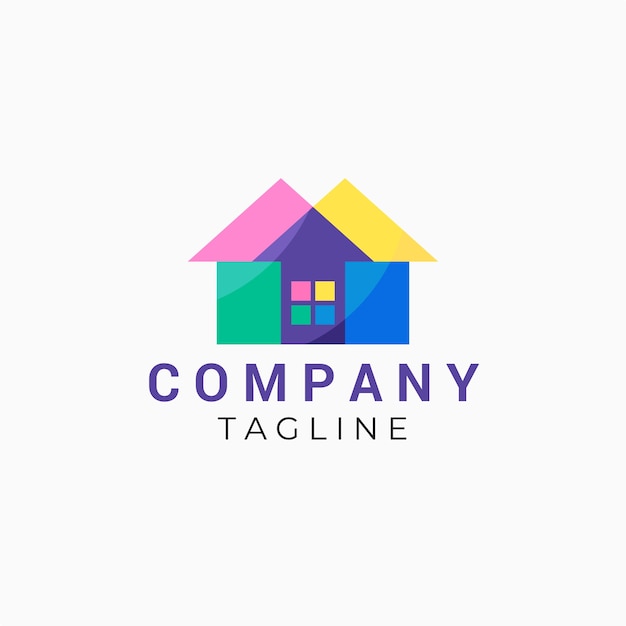 Flat design printing house logo design template