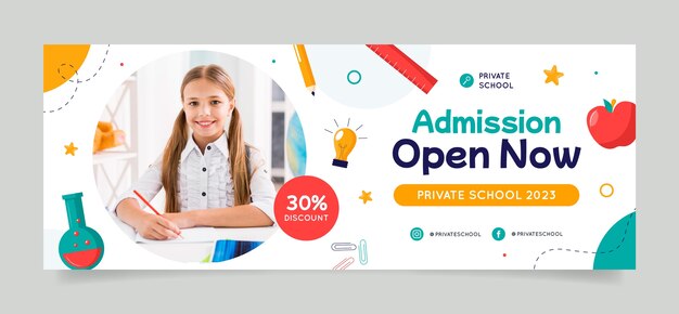 Flat design private school facebook cover