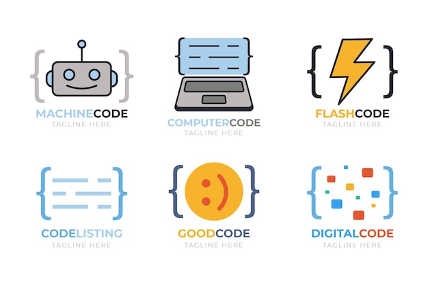 Flat design programming company logo templates collection