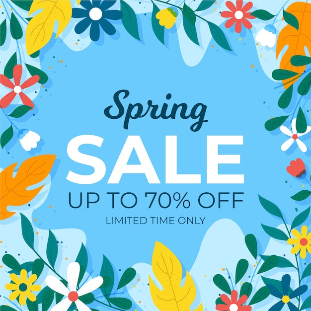 Flat design promotional spring sale theme