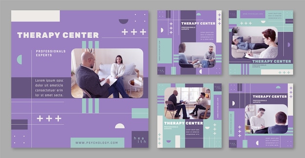 Free Vector flat design psychologist instagram posts