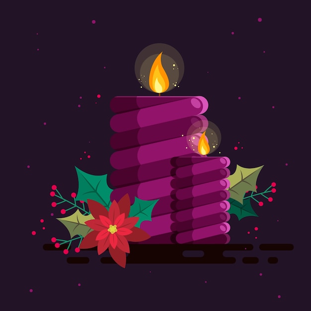 Free Vector flat design purple advent candles illustration