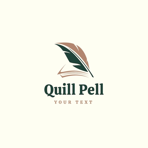 Free vector flat design quill pen logo design template