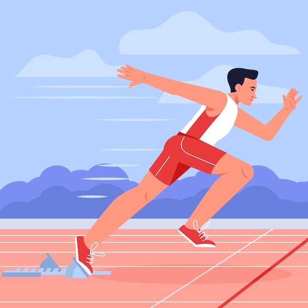 Flat design race starting line illustration