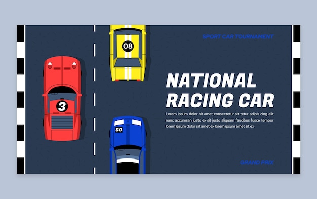 Flat design racing contest facebook posts