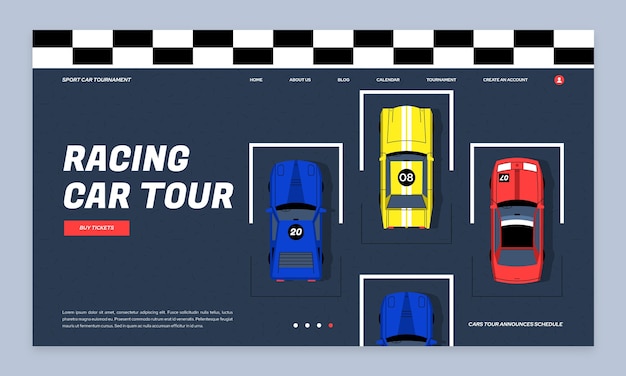 Flat design racing contest landing page