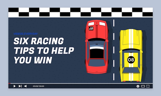 Flat design racing contest youtube thumbnail