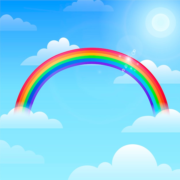 Flat design rainbow in the sky