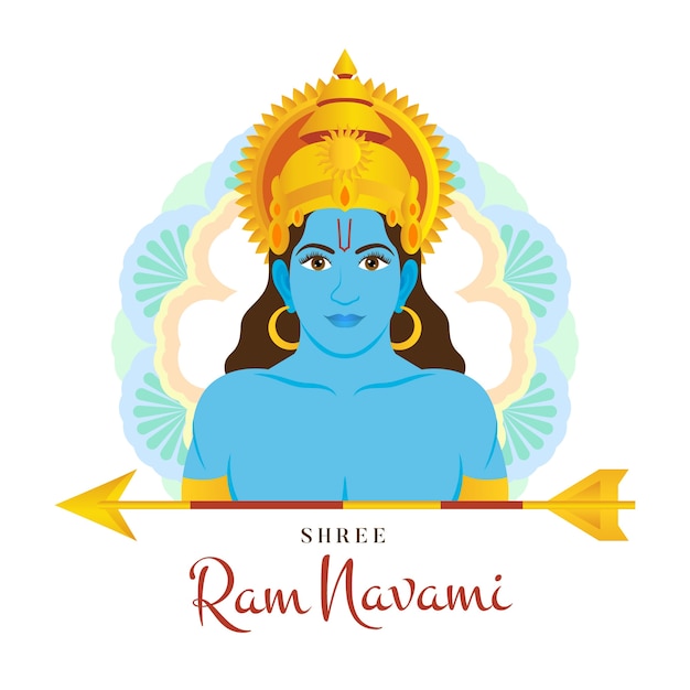 Flat design ram navami celebration