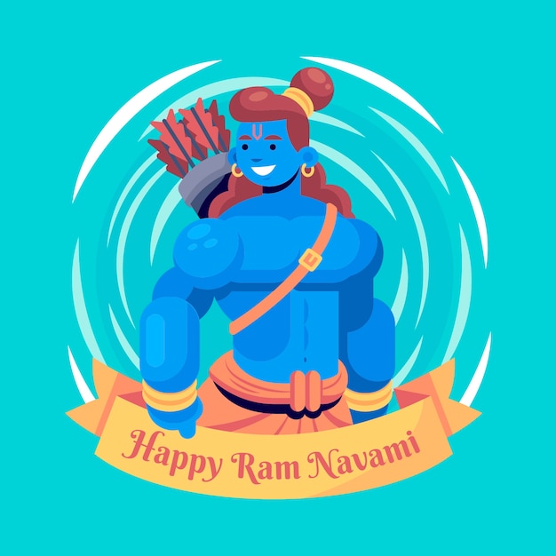 Flat design ram navami