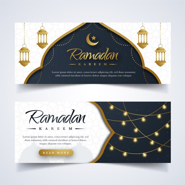 Flat design ramadan banners set