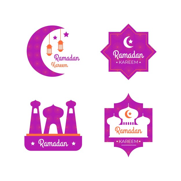 Flat design ramadan labels pack