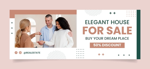 Free Vector flat design real estate business facebook cover