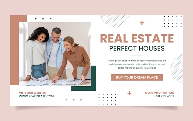 Free Vector flat design real estate business facebook template