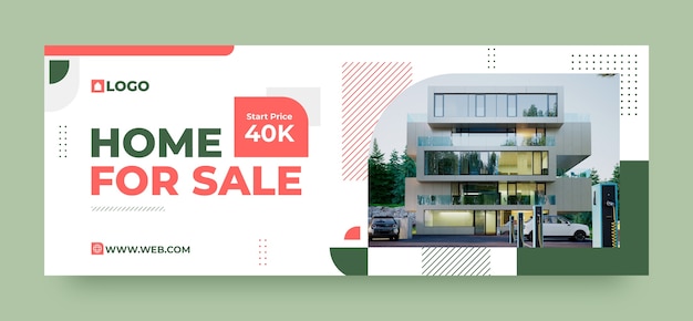 Free Vector flat design real estate facebook cover template