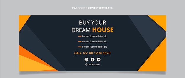 Flat design real estate facebook cover