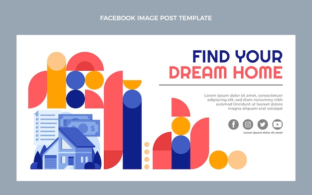 Flat design real estate facebook post