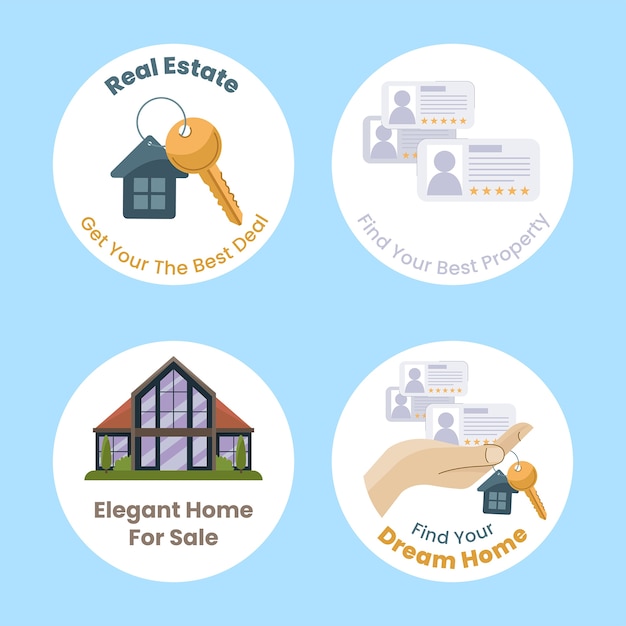 Free Vector flat design real estate labels