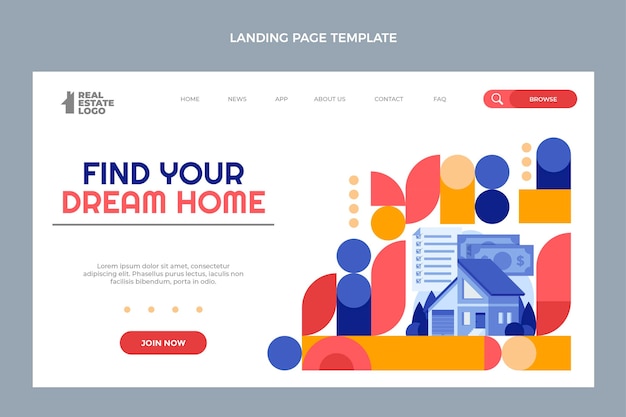 Flat design real estate landing page