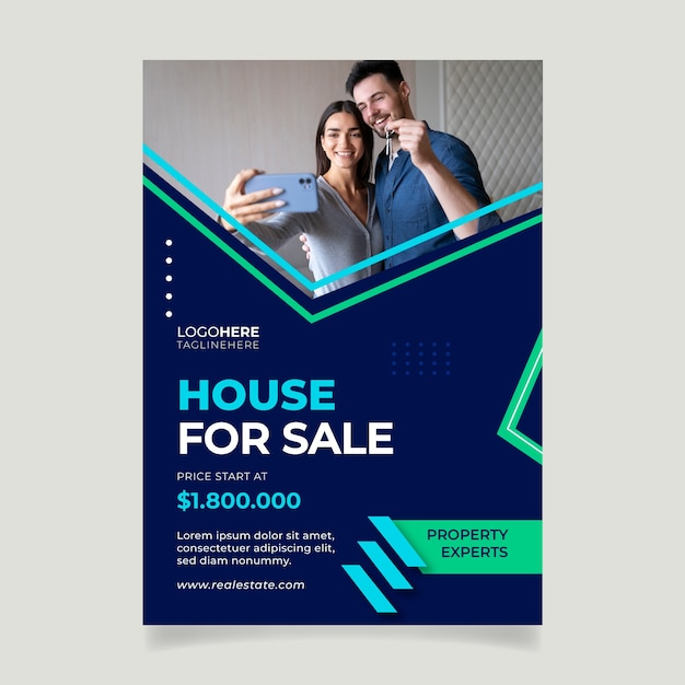 Free Vector flat design real estate poster  template