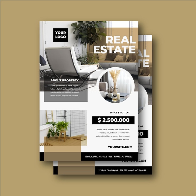 Free Vector flat design real estate poster with photo