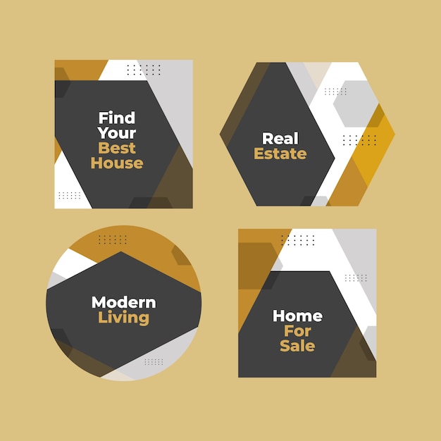 Free Vector flat design real estate project labels