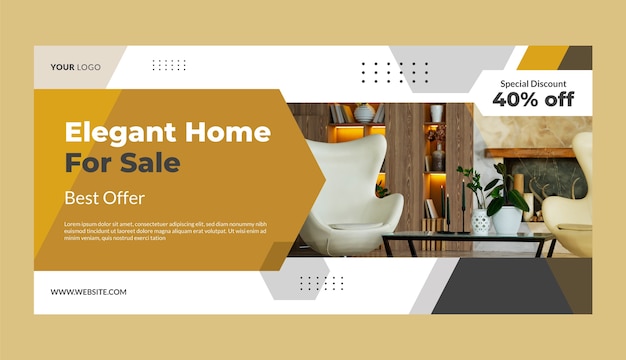 Flat design real estate project sale banner