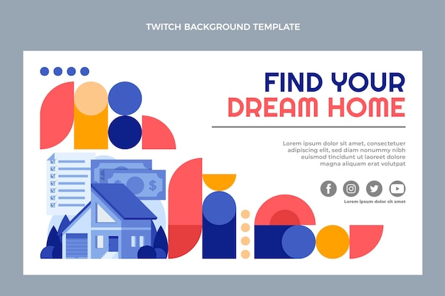 Free Vector flat design real estate twitch background