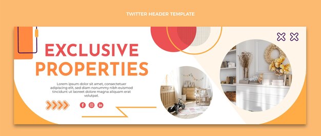 Flat design real estate twitter header