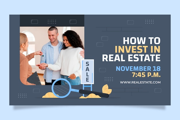 Free Vector flat design real estate webinar