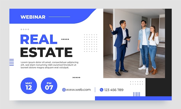 Flat design real estate  webinar