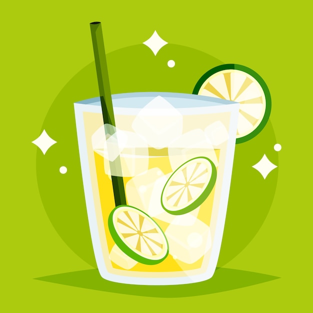 Flat design refreshing cachaça illustration