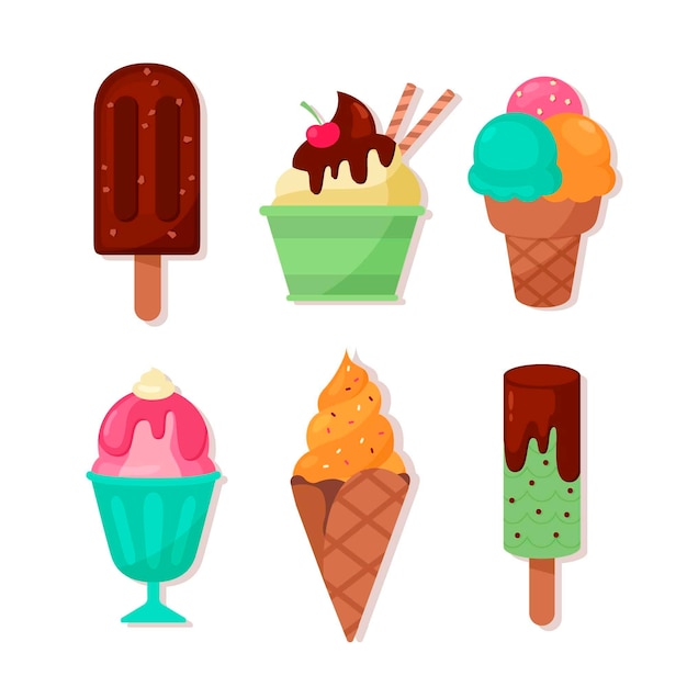 Flat design refreshing ice cream collection