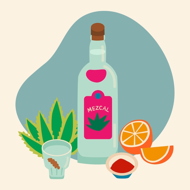 Free Vector flat design refreshing mezcal illustration