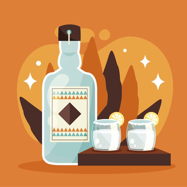 Free Vector flat design refreshing mezcal illustration