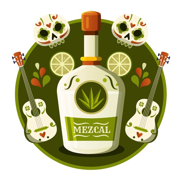 Flat design refreshing mezcal illustration