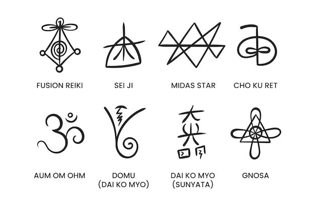 Free Vector flat design reiki icons