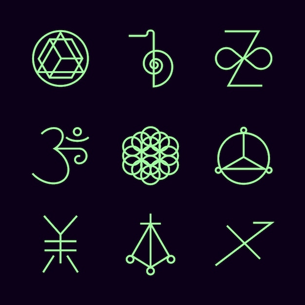 Free vector flat design reiki symbols