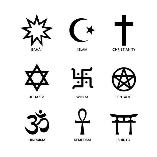 Flat design religious symbol collection