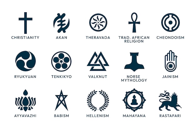 Flat design religious symbol collection