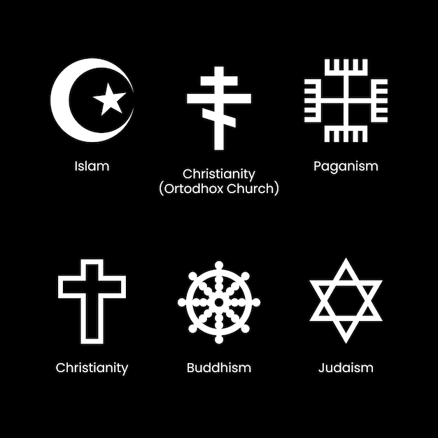 Flat design religious symbol collection