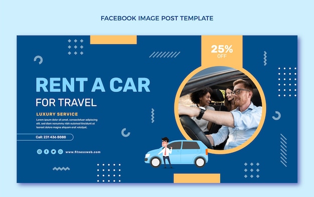 Flat design rent a car facebook post template