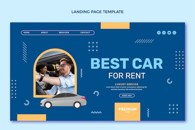 Flat design rent car landing page